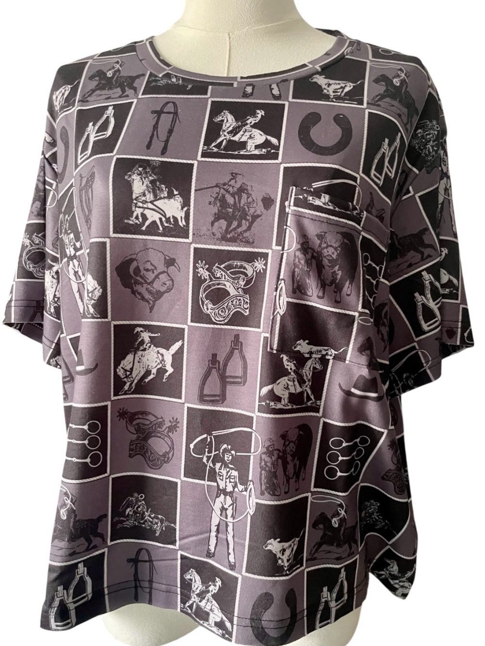 2 Fly Co Western Rodeo Graphic Cropped Tee Top L/XL NWT - Picture 2 of 14